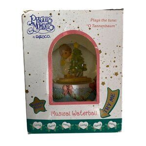 1998 Precious Moments Enesco Musical Snow Globe Angel O Tannenbaum w/ Box